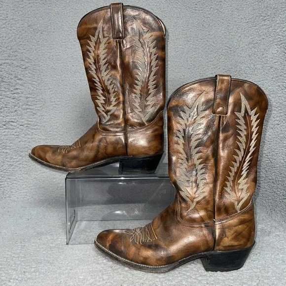 Vintage Abilene Womens Size 11 Brown Leather Western Cowboy Boots - Picture 1 of 14